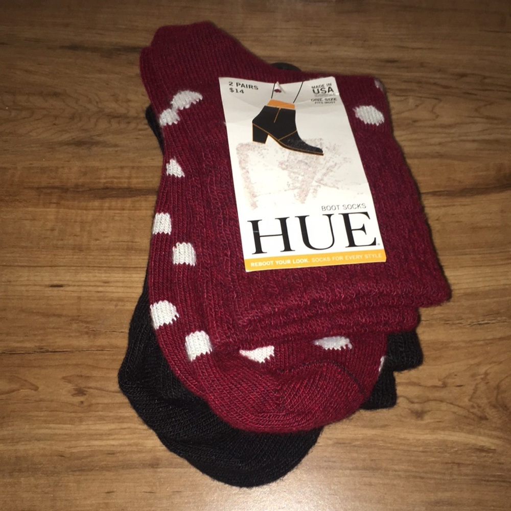 HUE Quilted Crew Socks 2 Pack - One Size